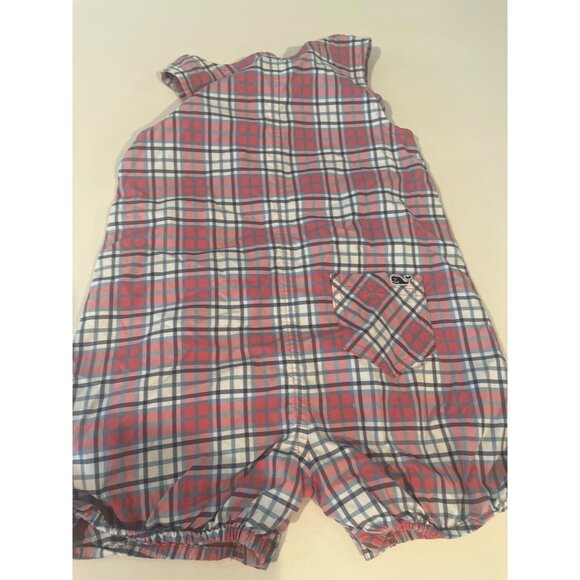 Vineyard Vines Plaid Whale Shortall Baby Romper Nautical Preppy Summer Outfit - Picture 5 of 6